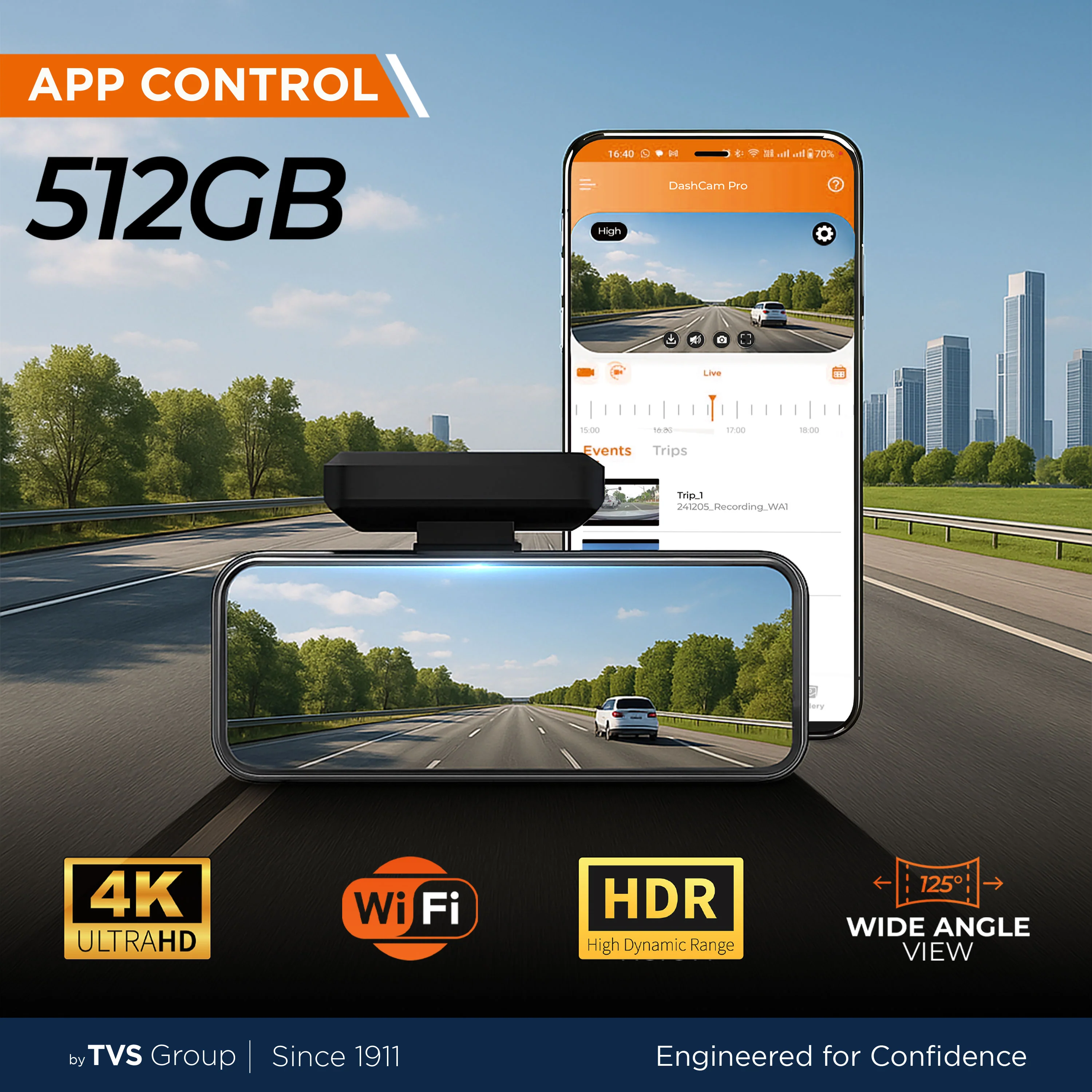 DVR-04 Dashcam Pro Plus 4K Front Rear DVR with Wi-Fi - Image 3