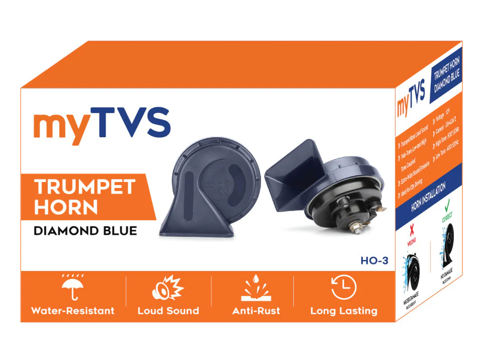 HO-3 Diamond Blue Trumpet Twin Tone Horn - Image 4