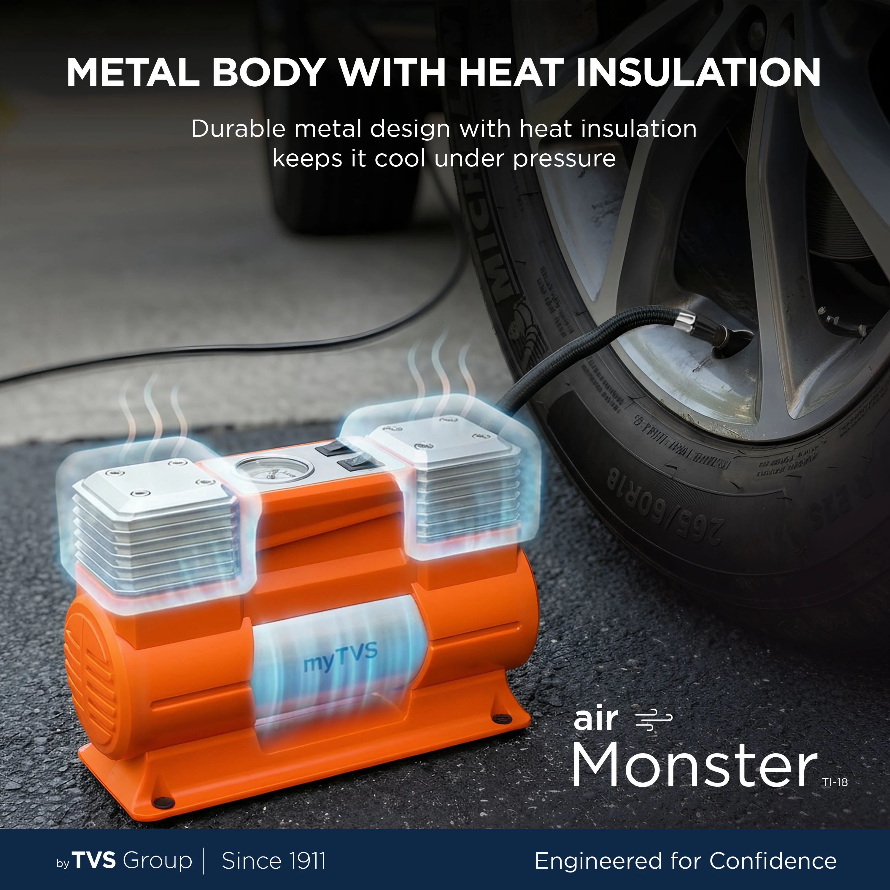 myTVS TI-18 air Monster Dual Cylinder Tyre Inflator (150 Psi) - Image 6
