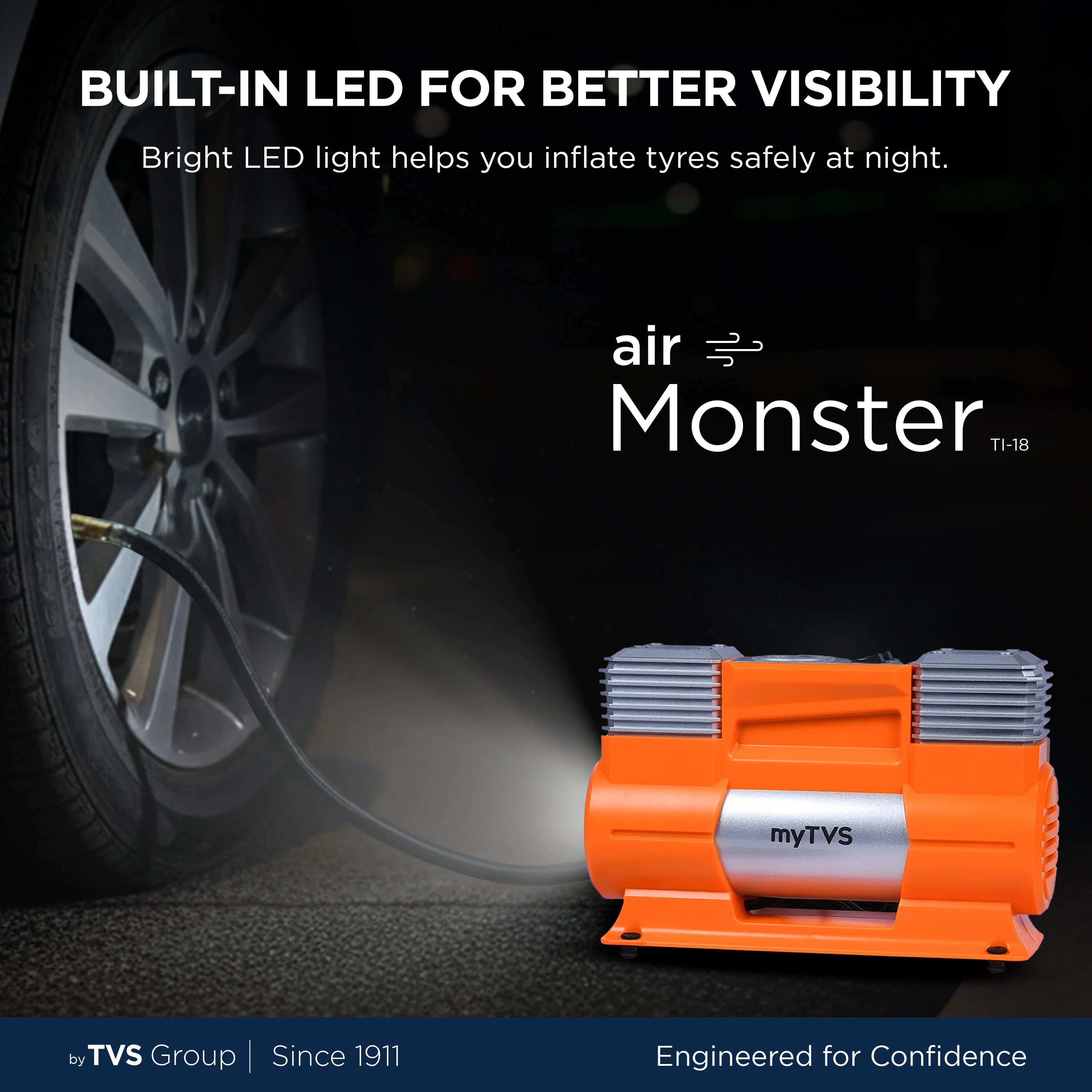 myTVS TI-18 air Monster Dual Cylinder Tyre Inflator (150 Psi) - Image 7