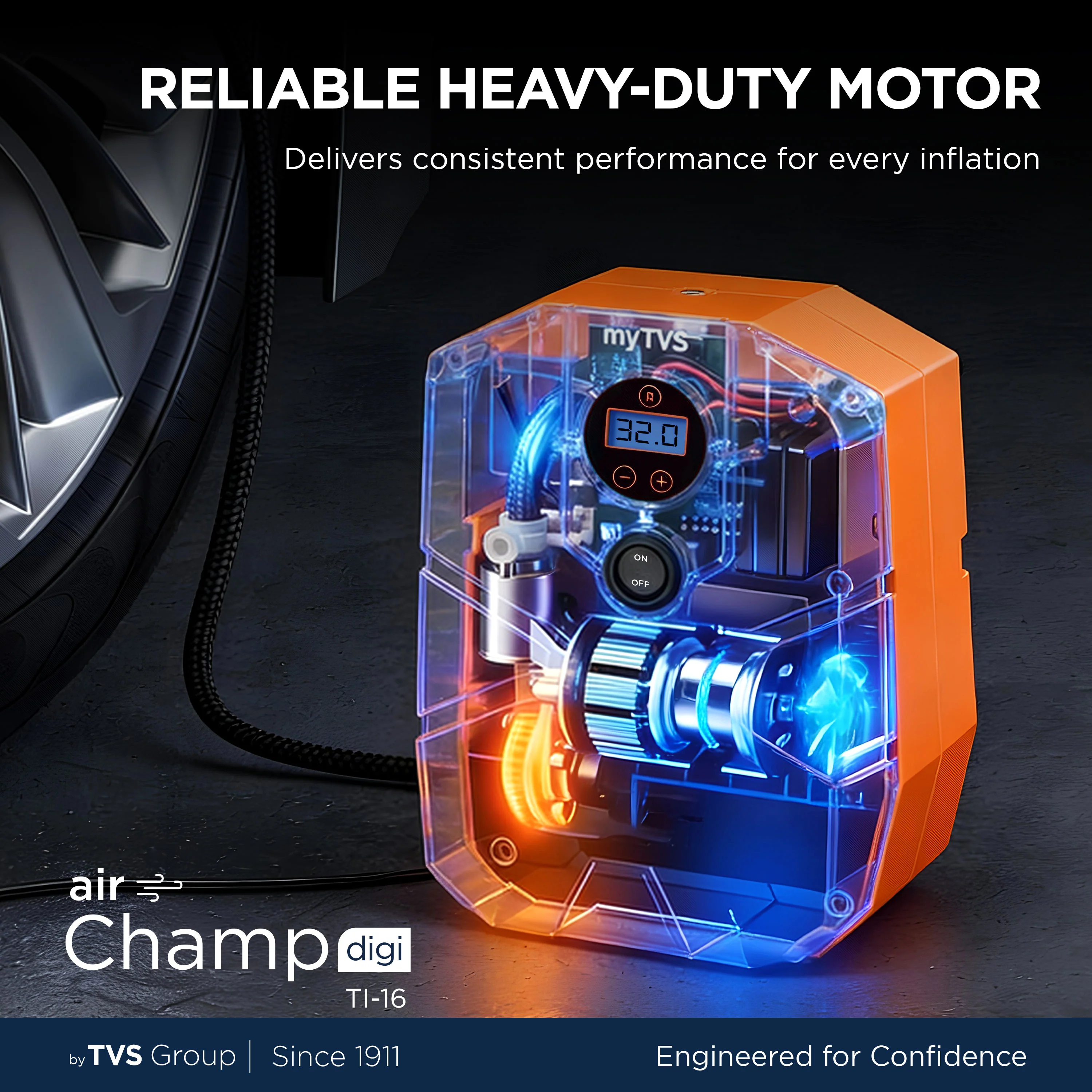 myTVS TI-16 Air Champ Digi Tyre Inflator for Car with Digital Auto-Stop - Image 7