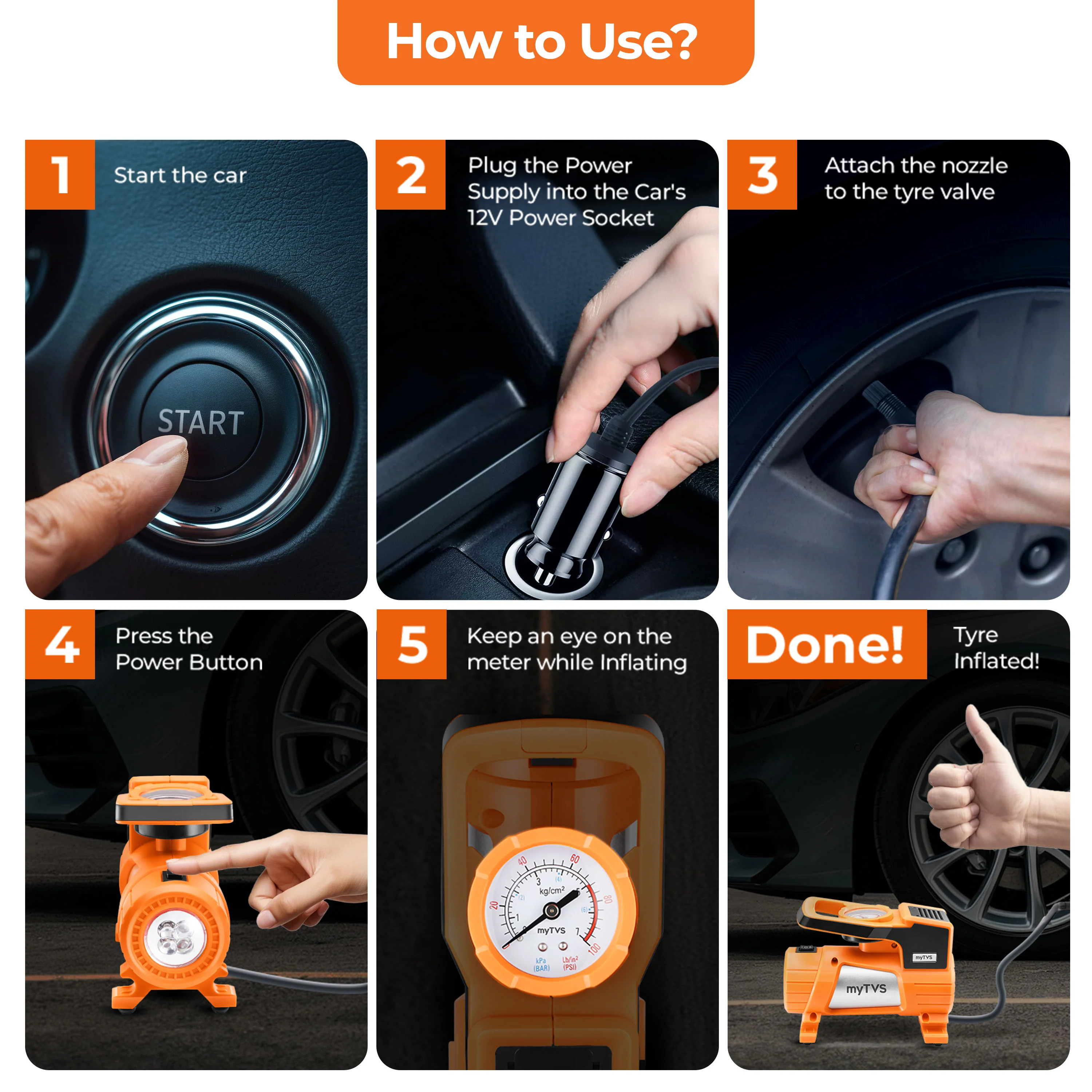 myTVS TI-7 Air Jet | Heavy Jet Tyre Inflator for Car - Image 8