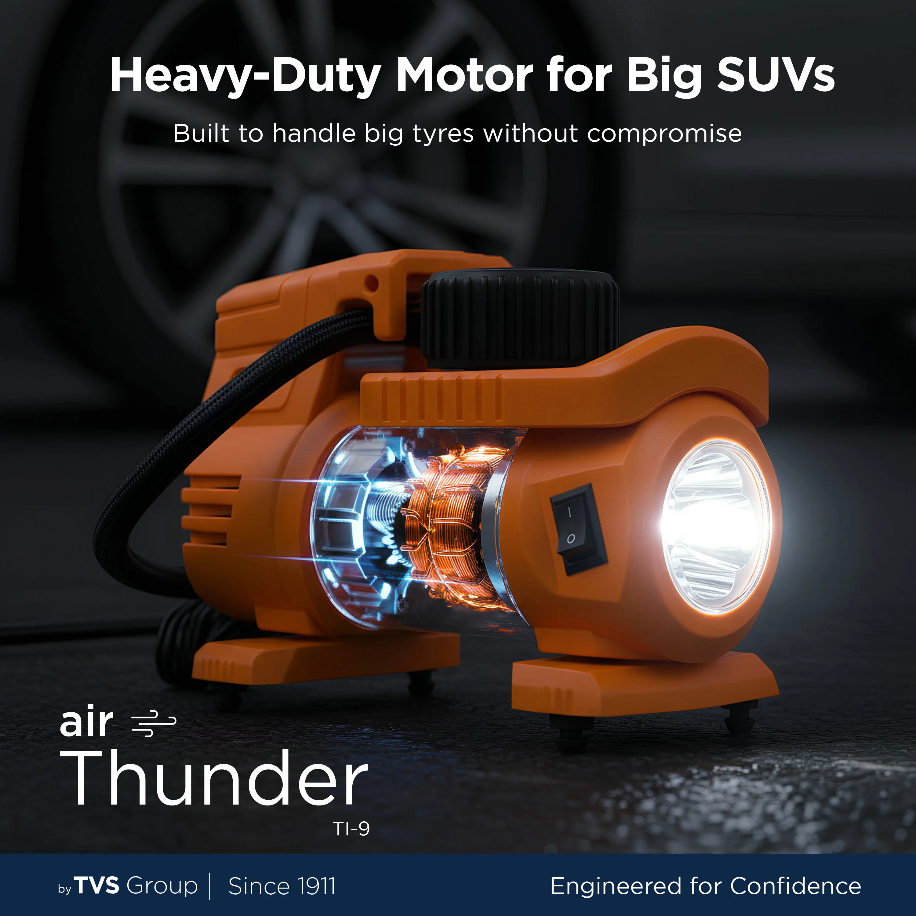 myTVS TI-9 Air Thunder | Analog Heavy Duty Tyre Inflator for Car 150 Psi - Image 4