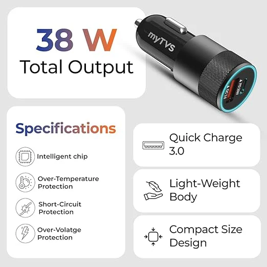 TMC-93 12-24V 38W Dual Output Charger with 3in1 Cable - Image 4