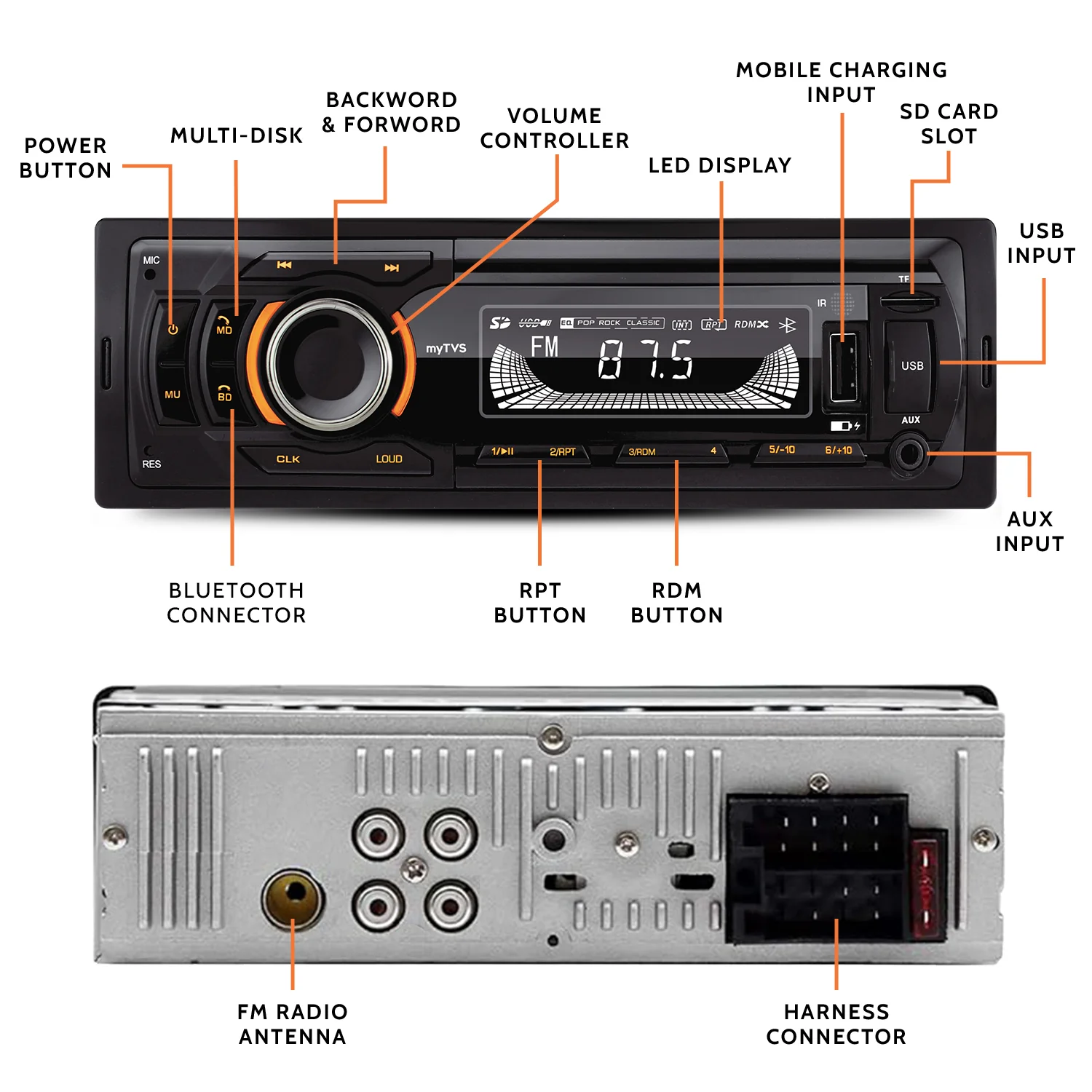 TMP-54 Dual USB Car MP3 Player - Image 6