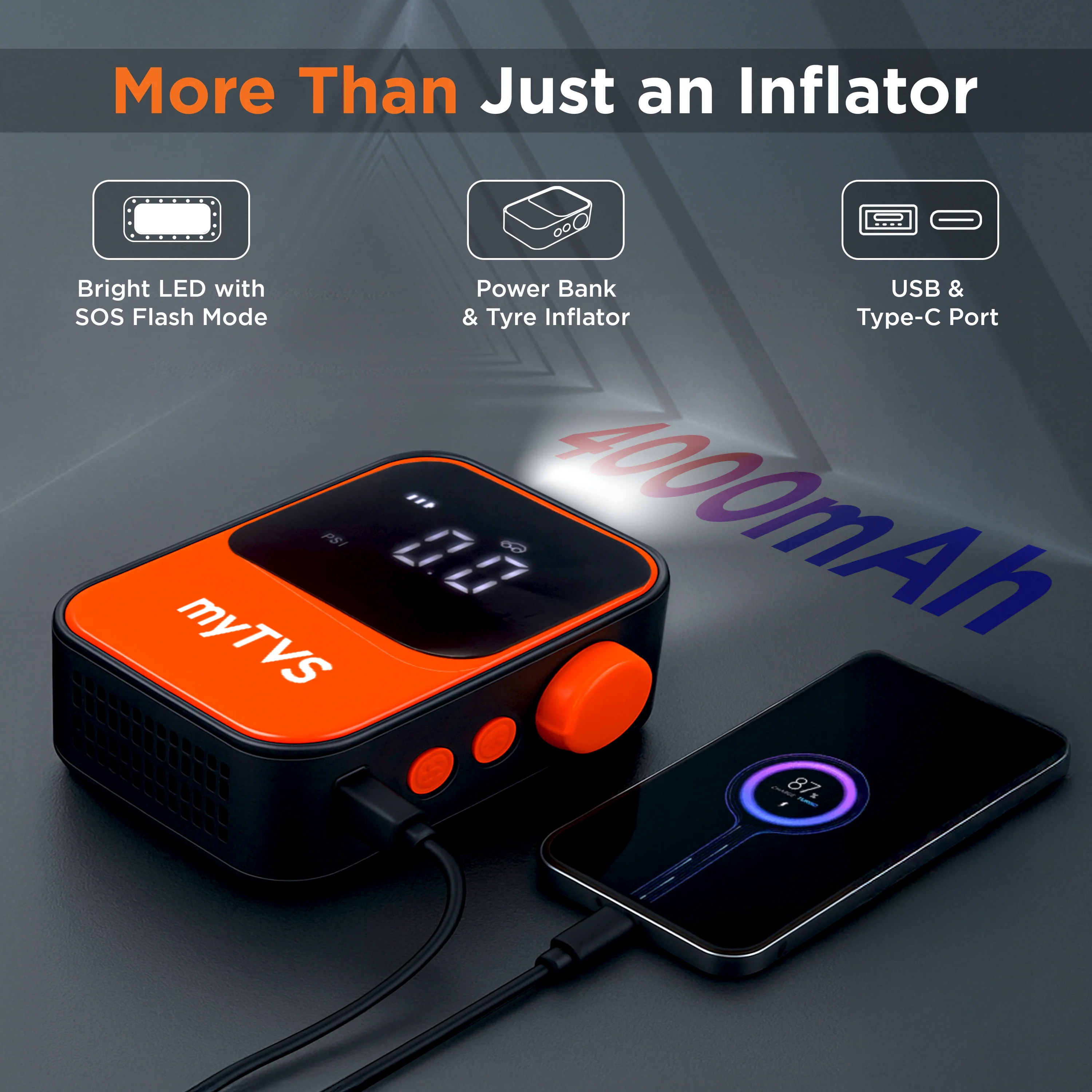 myTVS WT-1 Air Go Wireless Tyre Inflator (150 Psi) - Image 7