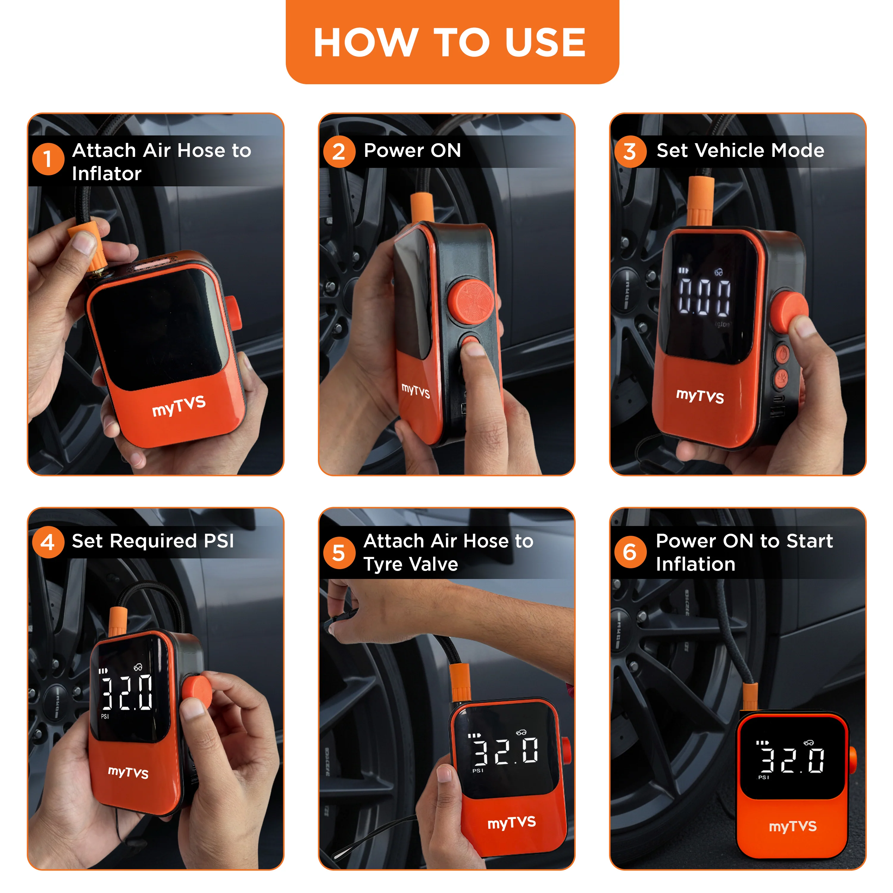 myTVS WT-1 Air Go Wireless Tyre Inflator (150 Psi) - Image 9
